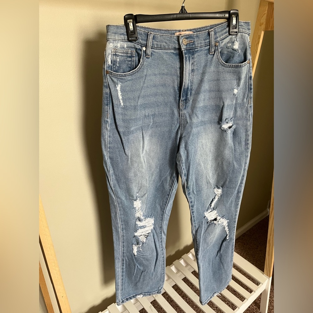 Celebrity‎ Pink Distressed Straight Leg Denim Jeans Size 9/29